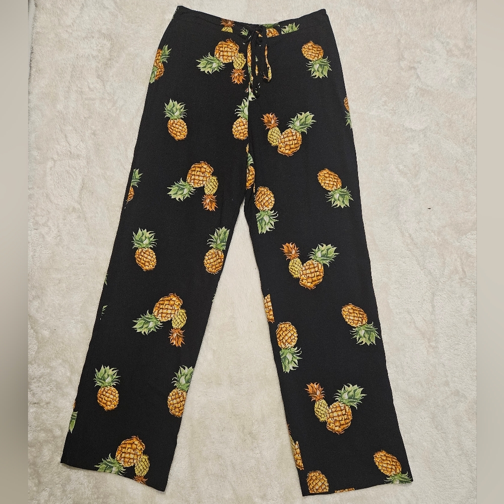 Wild Honey Black Straight Leg Pants Size M Tropical Resortwear TOP AVAILABLE - Picture 5 of 16